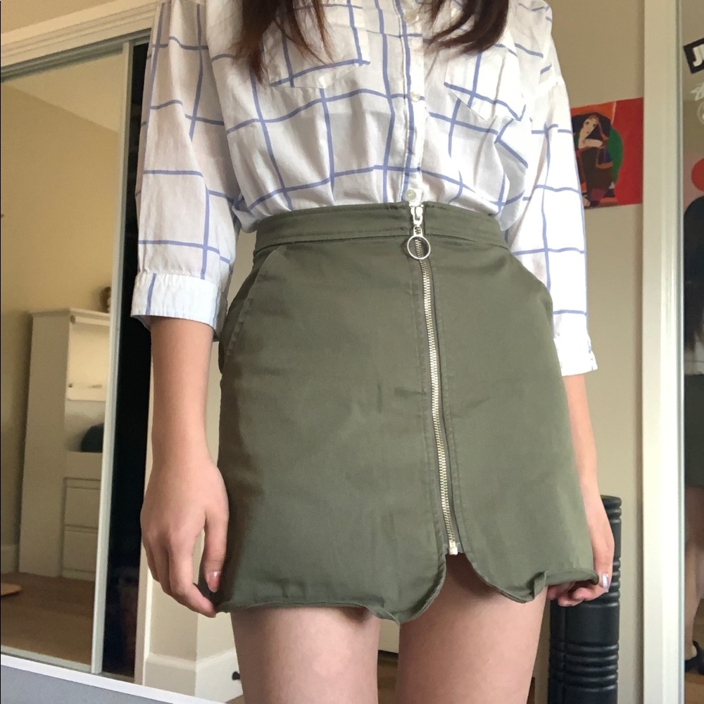 Zip Through Mini Skirt